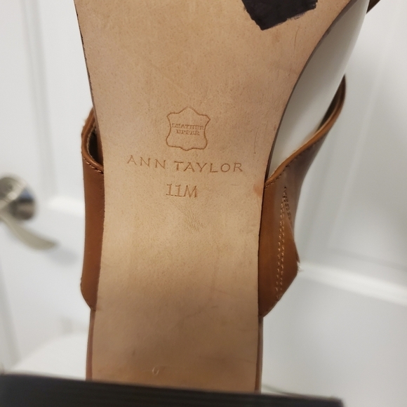 Ann Taylor Cognac in Color Leather Double Strap Buckle Close Block Sanda… - Picture 10 of 13